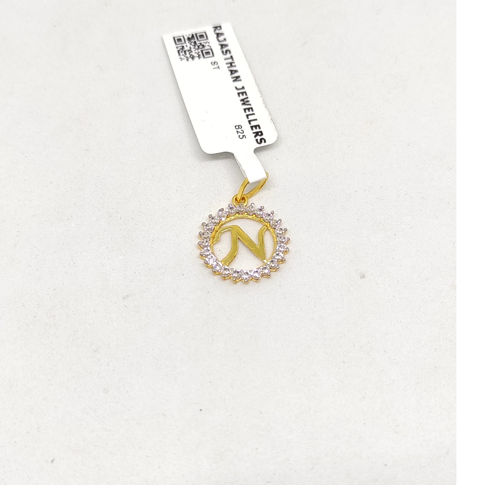 18k gold N alphabet pendant
