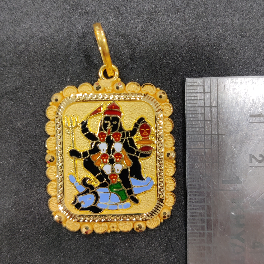 916 Gold Fancy Gent's Mahakali Minakari Pendant