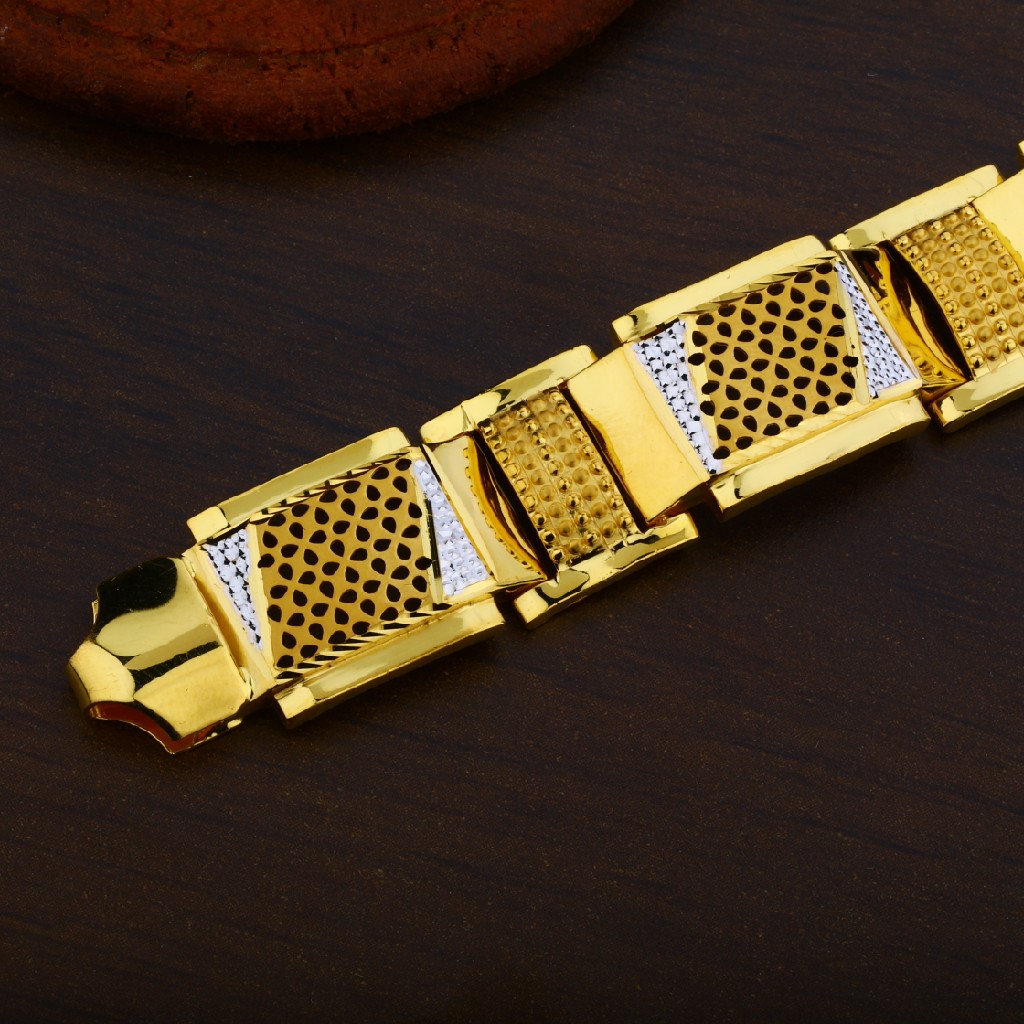 Mens 22K Heavy Weight Gold Plain Cz Bracelet-MPB31