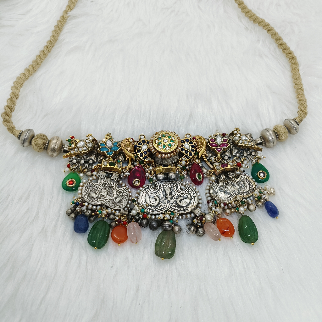 Pure silver antique nakhra necklace in unique design