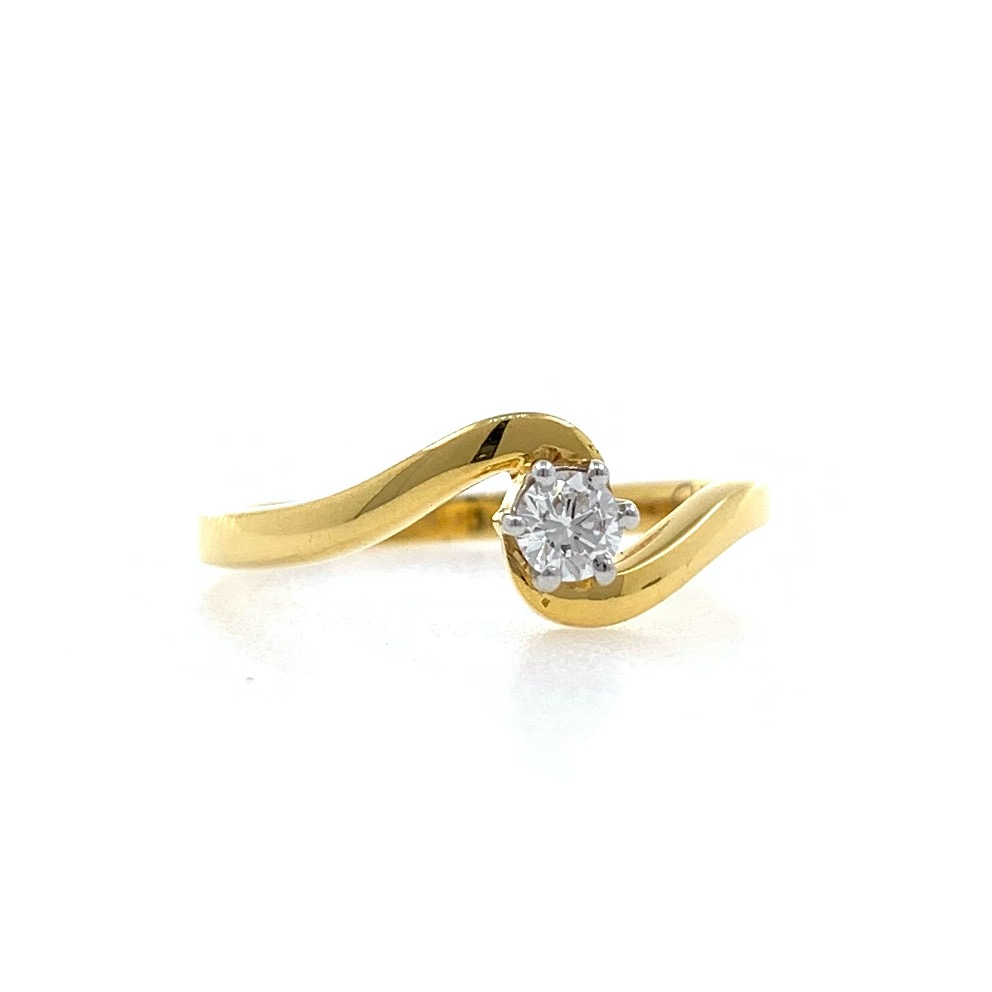 Single Diamond Ladies ring in 18k Yellow Gold - 1.840 grams - VVS EF 12 cents - 0LR75