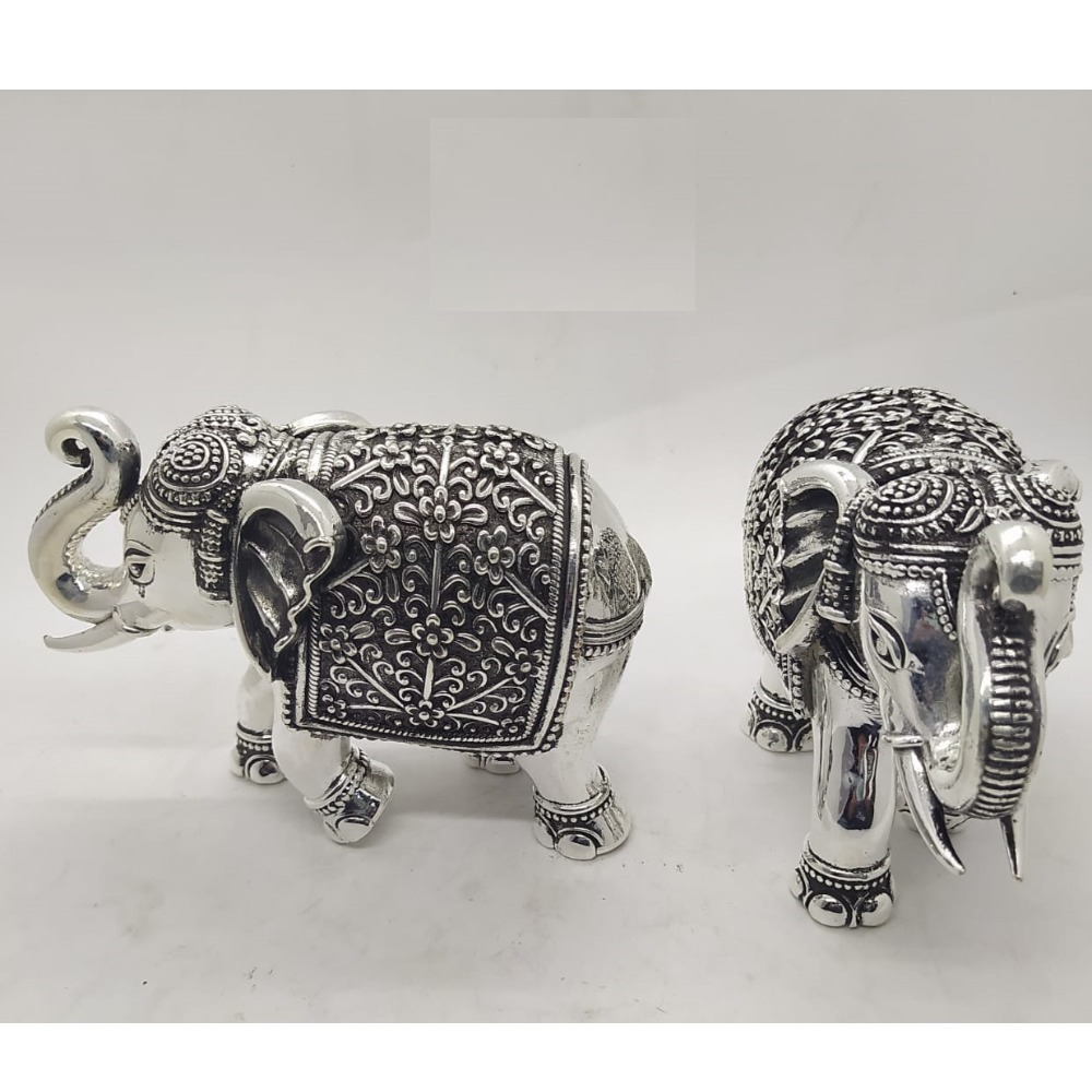 92.5 Pure Silver Elephant Pair With Raised Trunk PO-174-69
