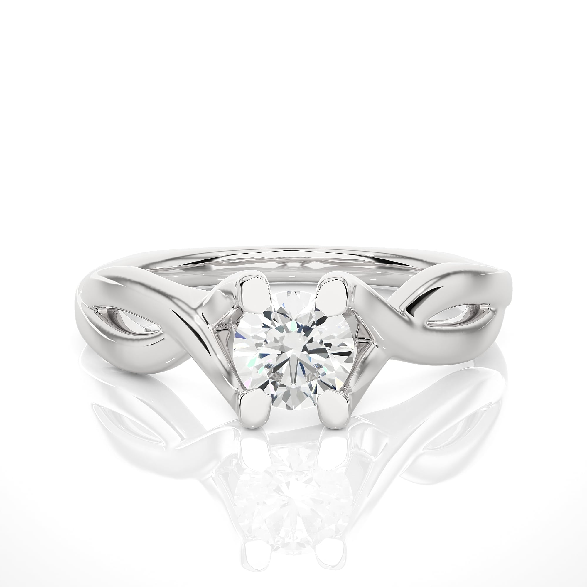 Designed Solitaire Ring WG