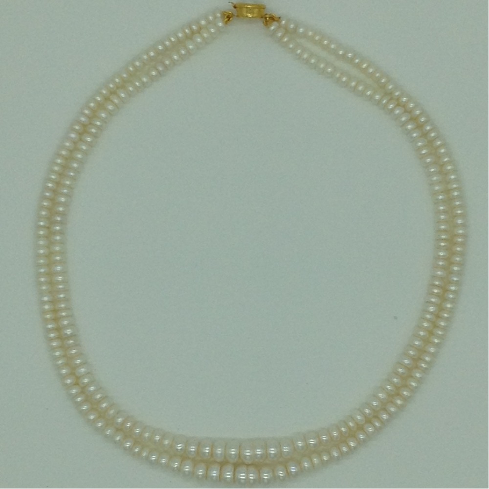 Freshwater White Flat Graded 2 Lines Pearls Full Set JPP1079