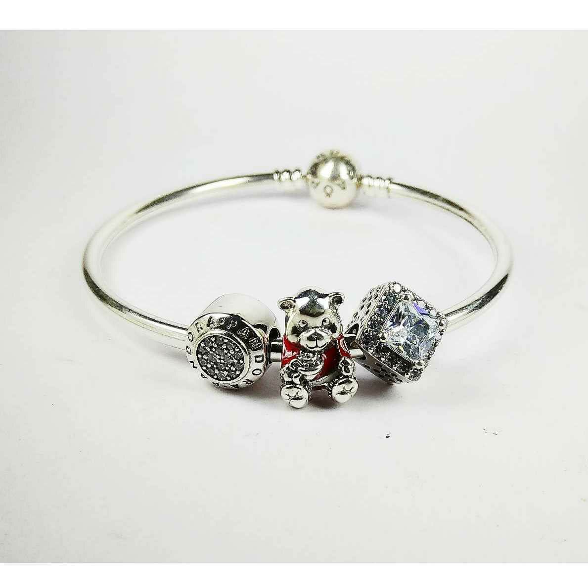 Fancy 925 Silver Ladies Pandora Kada Bracelet With Panda