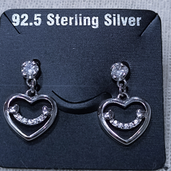 92.5 Silver Cz Stone Hanging Earrings