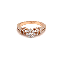 Floral design with dual band diamond ring in rose gold