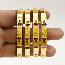 18 Kt Yellow Gold Traditional Handmade Slip-On Bracelet Bangles 40 Gm