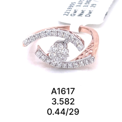 14kt Rose Gold And Natural Diamond Studded  Ladies Ring .