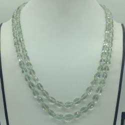 Natural Green Amethyst Oval Faceted Beeds 2 Layers Mala JSS0215