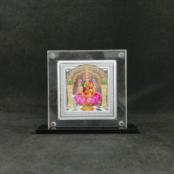 Pure silver designer coin of laxmi in color printing and yantra