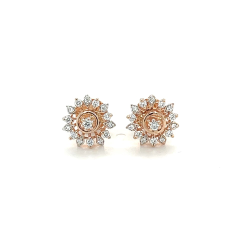 Sparkling Snowflake Diamond Earrings Studs in Rose Gold