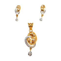 CZ Gold Pendant Set