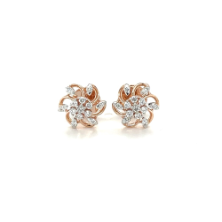 14K Rose Gold Round Brilliant Cut Diamond Stud Earrings