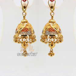 916 Gold Jumkha Earrings by 