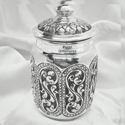 Designer Pure Silver Antique Jar For Daily Use