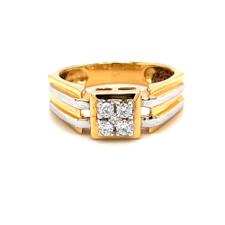 Square shaped Diamond Ring for Men in Yellow Gold