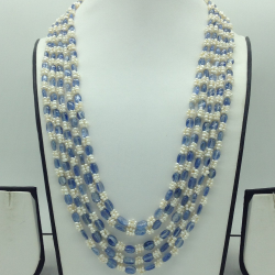 Natural Blue Sapphires and Pearls 5 Line Necklace JSS0193