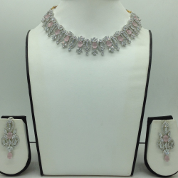 White,pink cz necklace set jnc0221