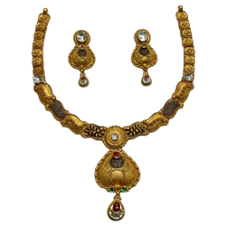 22K Gold Antique Designer Necklace Set MGA - GN0101
