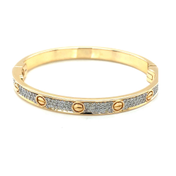 Love bangle bracelet 18kt  gold and natural vs diamonds  .