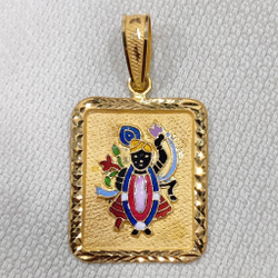 916 Gold Fancy Shreenathji Maharaj Minakari Pendant