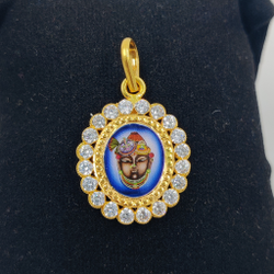 916 Gold Fancy Shreenathji Maharaj Photo Pendant