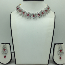 White,Maroon CZ Necklace Set JNC0222