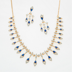 14kt diamond colourful stone necklace set
