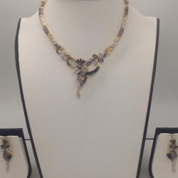 Black and white cz stones necklace set jnc0059