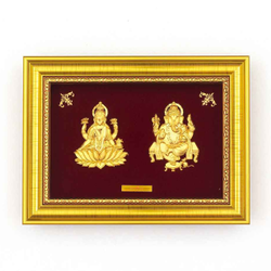 Lakshmiji And Ganeshji Frame In 24K Gold Foil MGA - AGE0333