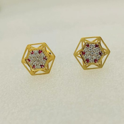 Round-star design beautiful 22 kt gold earrings