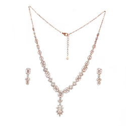 Rose Silver Necklace Set In 925 Sterling Silver MGA - NKS0137