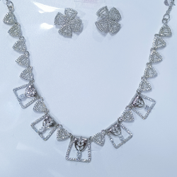 New Design 92.5 Silver Cz Stone Nacklace With Earings