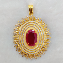 916 Gold Fancy Singal Stone Pendant