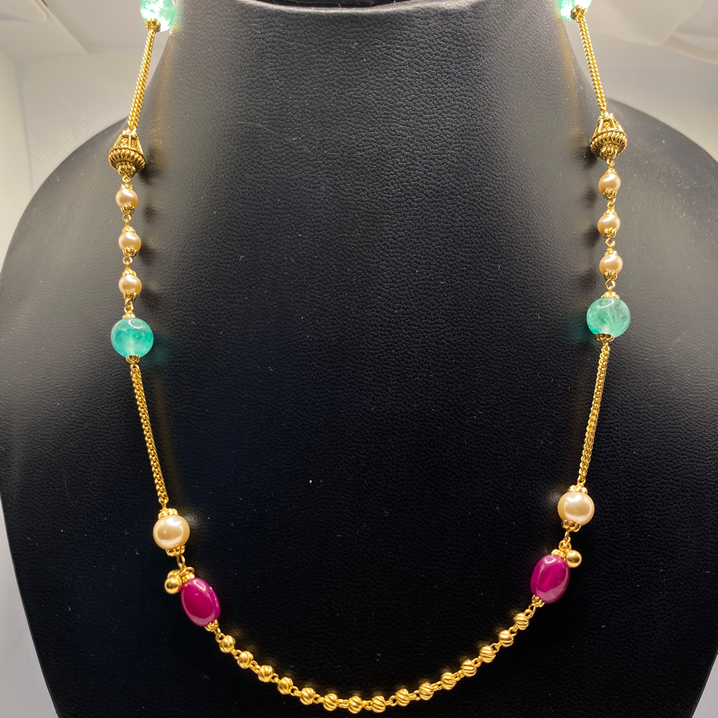 916 Gold Antique pearls necklace