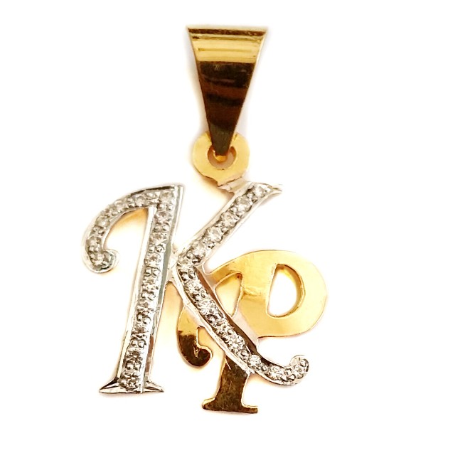 22k gold modern style kp monogram pendant mga - mgp008