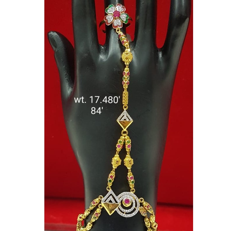 916 gold meenakari flower with ring and bends
