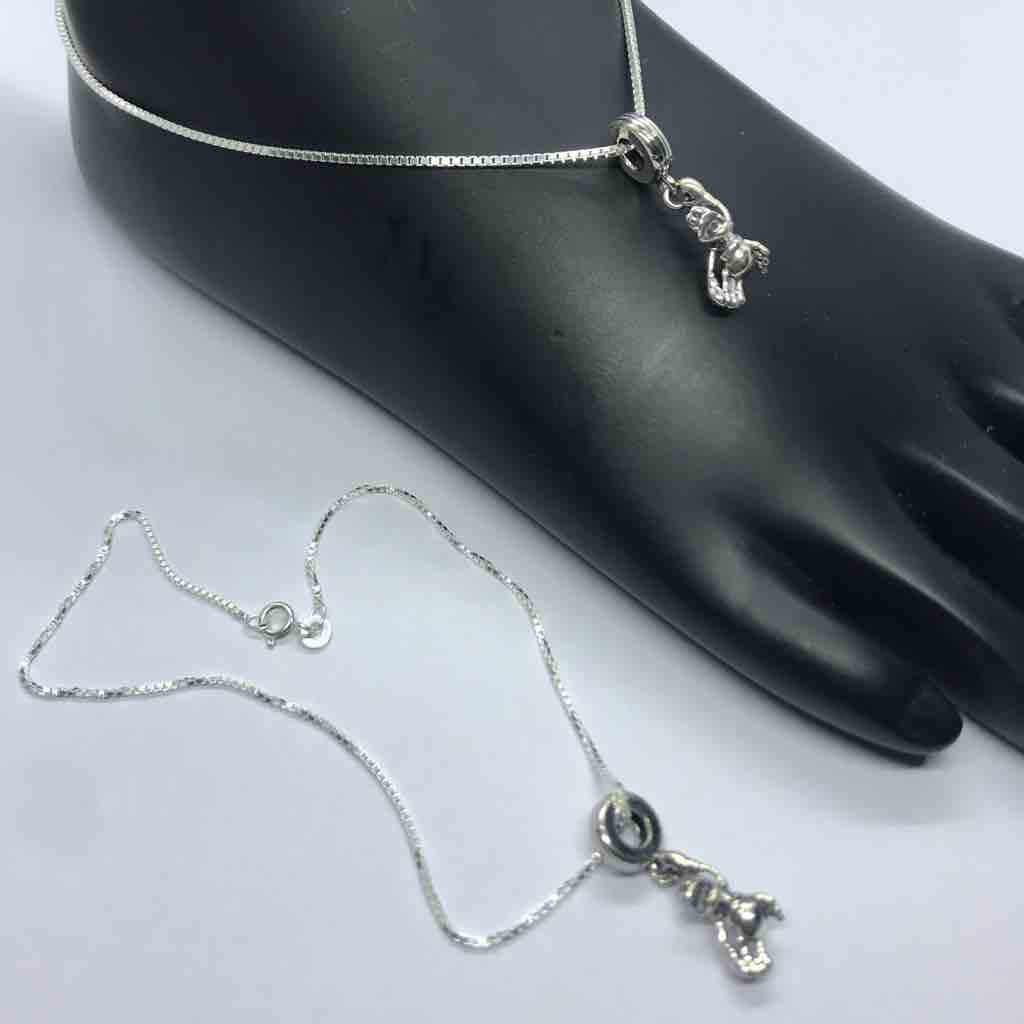925 sterling silver plain Anklets with pendora charms