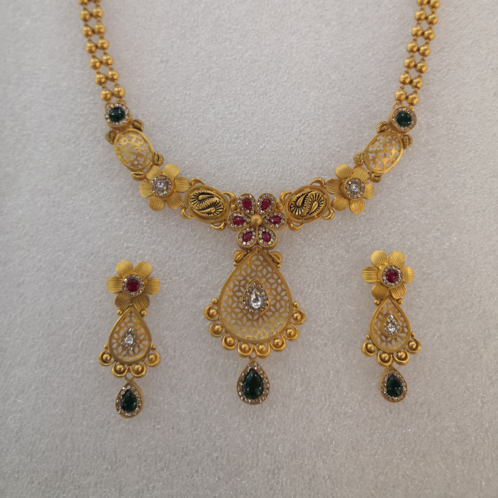 916 gold antique sawaroxy diamond short set