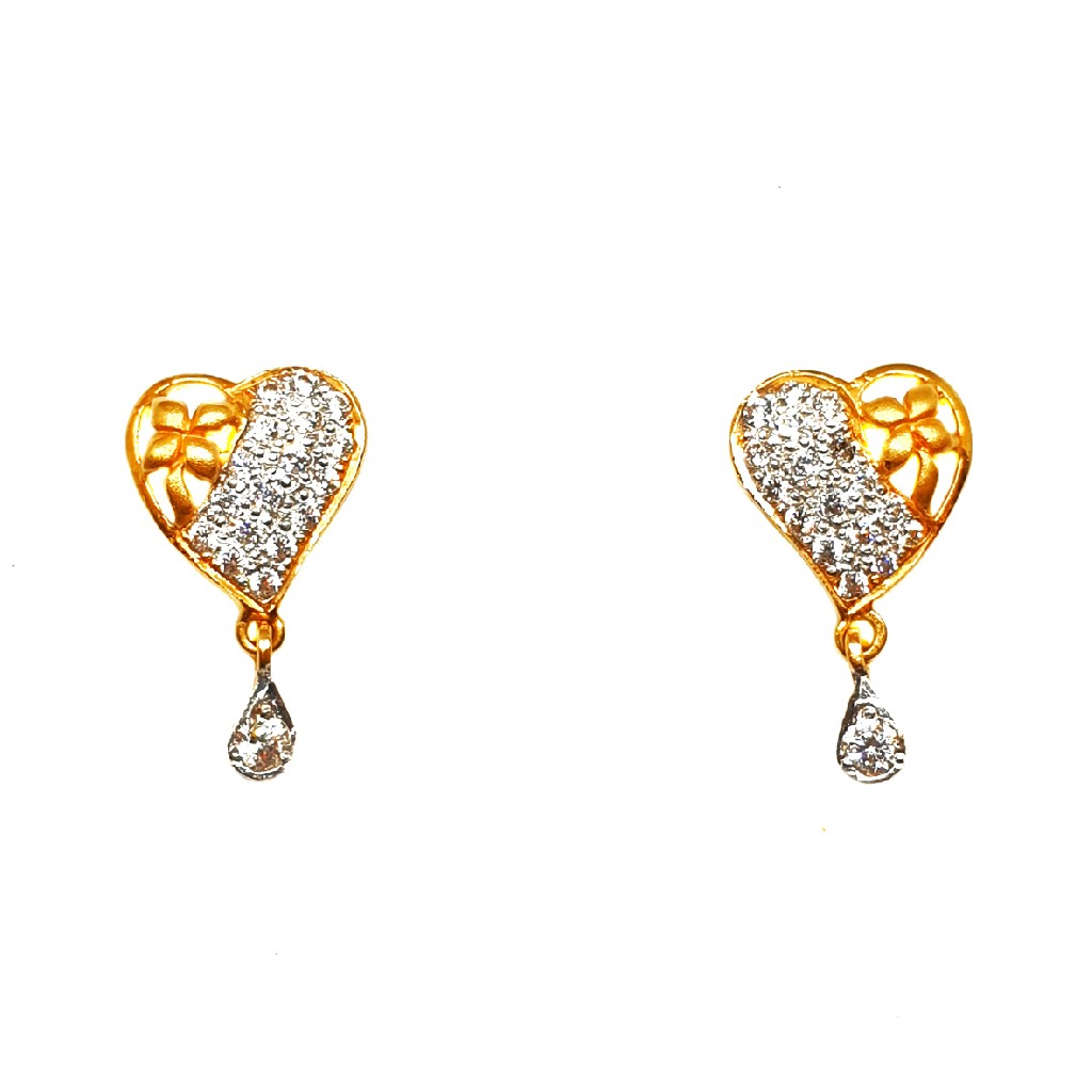 22K Gold Heart Shaped Earrings MGA - BTG0108