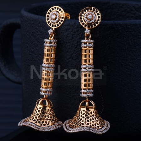 750 Rose Gold CZ Hallmark Exclusive Jummar Earring RE396