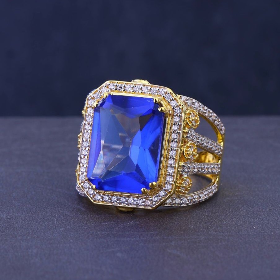 22K Gold Hallmarked Blue Stone Ring