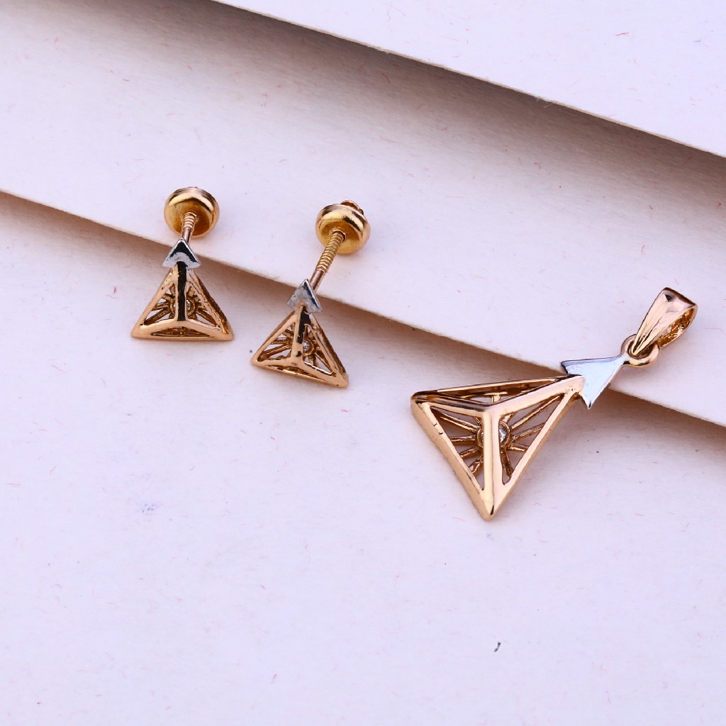 750 Rose Gold CZ Classic Pendant Set RPS84