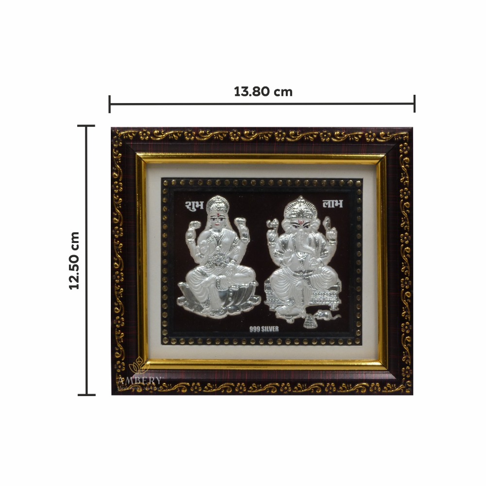 Laxmi & ganesh 999 silver foil frame