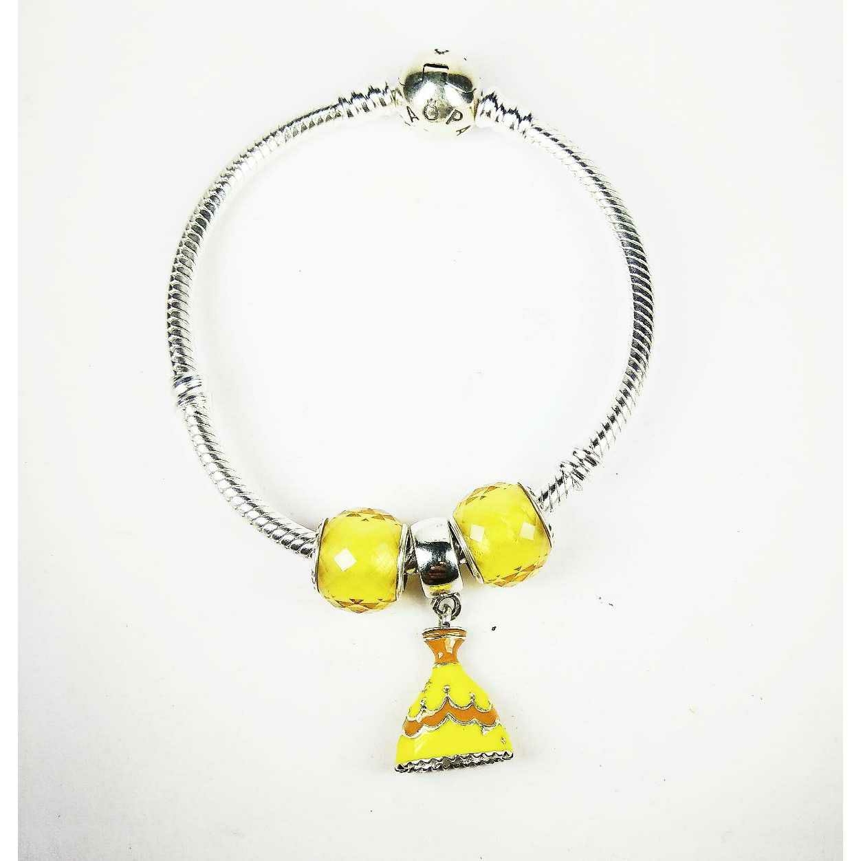 Fancy 925 Silver Ladies Pandora Kada Bracelet With Bell