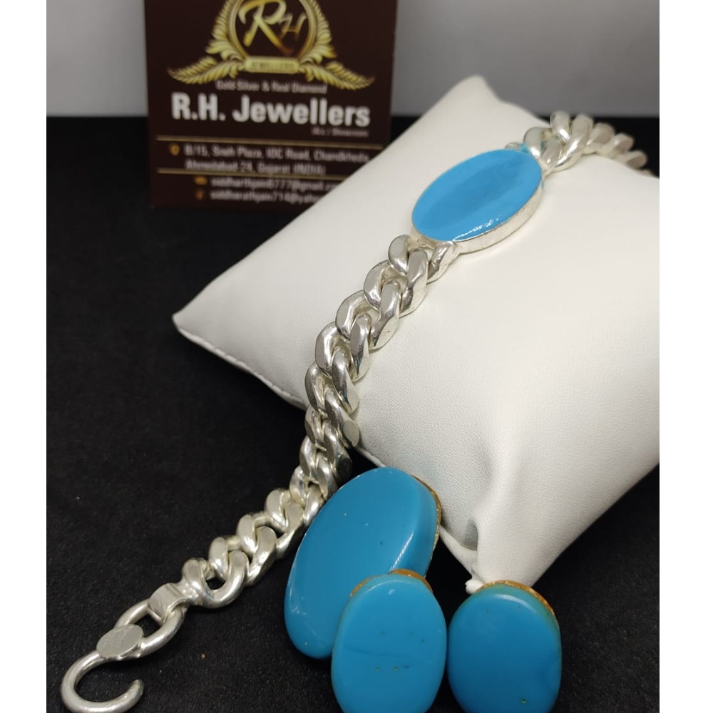 Turquoise silver bracelet Firoza Silver bracelet firoja bracelet with  silver chain salman khan bracelet