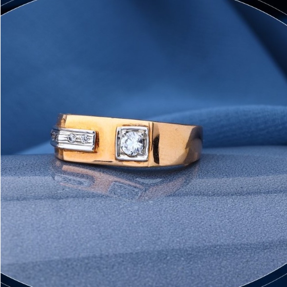22k yellow gold stunning cz ring for mens r18-903