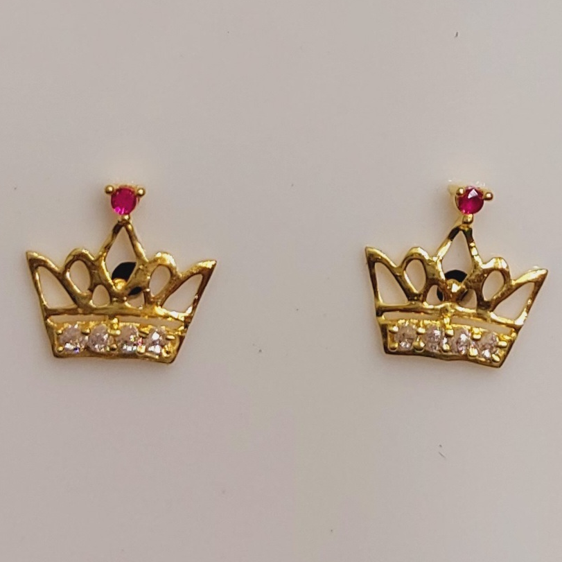 18k Gold Crown Design earrings