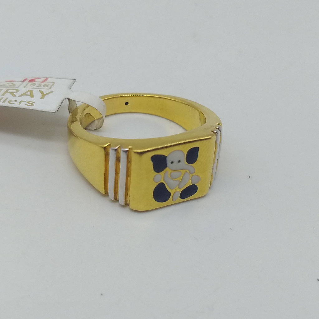 Gold gents hollow ring with ganesha design